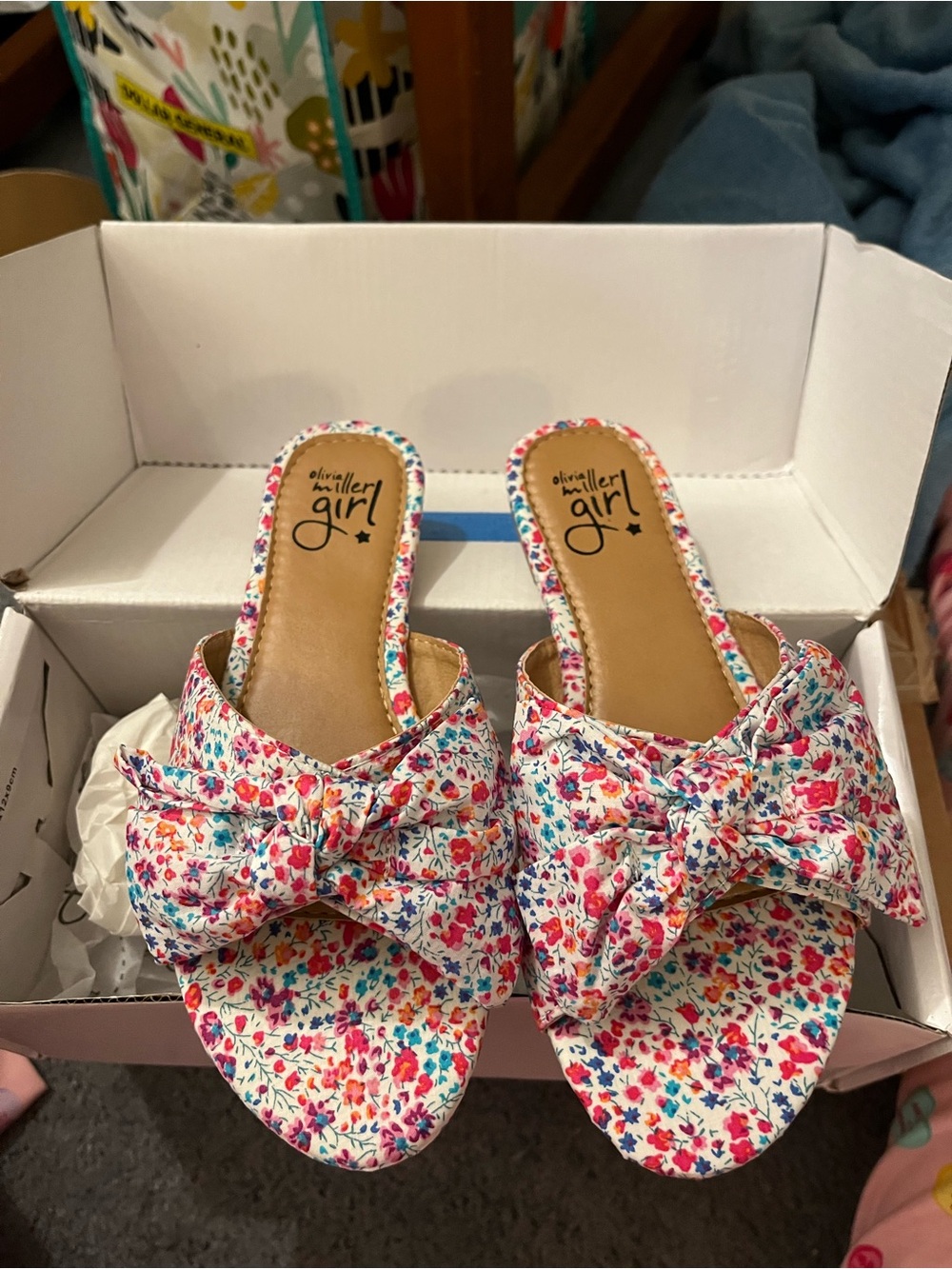 TWO PAIRS Olivia Miller Girl - Floral Bow Sandals. SIZE 13.5 girls